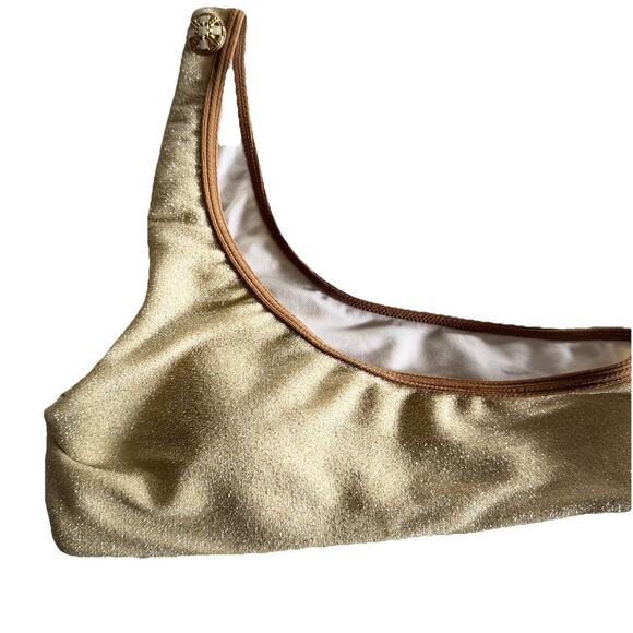 Natalie Off Duty Bikini set gold  One Shoulder , Cheeky Small womens - Picture 5 of 7